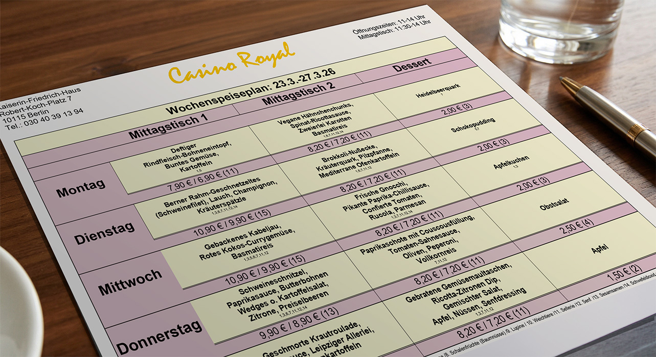 Aktueller Wochenplan